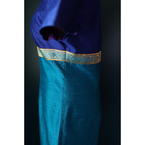 Vintage Spencer Jeremy Dress Silk Royal Blue Short Sheath Retro Empire Waist 6 - Picture 9 of 12